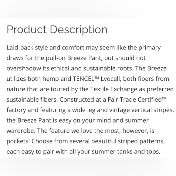 Aventura navy striped pull-on Breeze Pant. Drawstring, front standard rise. - Picture 9 of 10